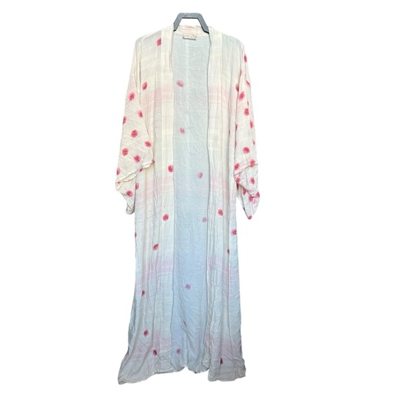 Free People Kimono Laurel Canyon Printed Rose Duster Rayon OS NWOT - Picture 2 of 6